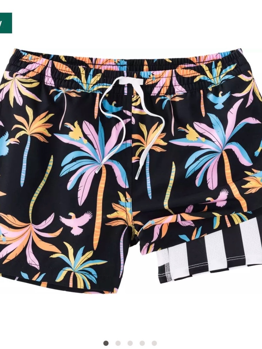 chubbies Women's Black Tropical Palm Print Shorts with Pastel Accents